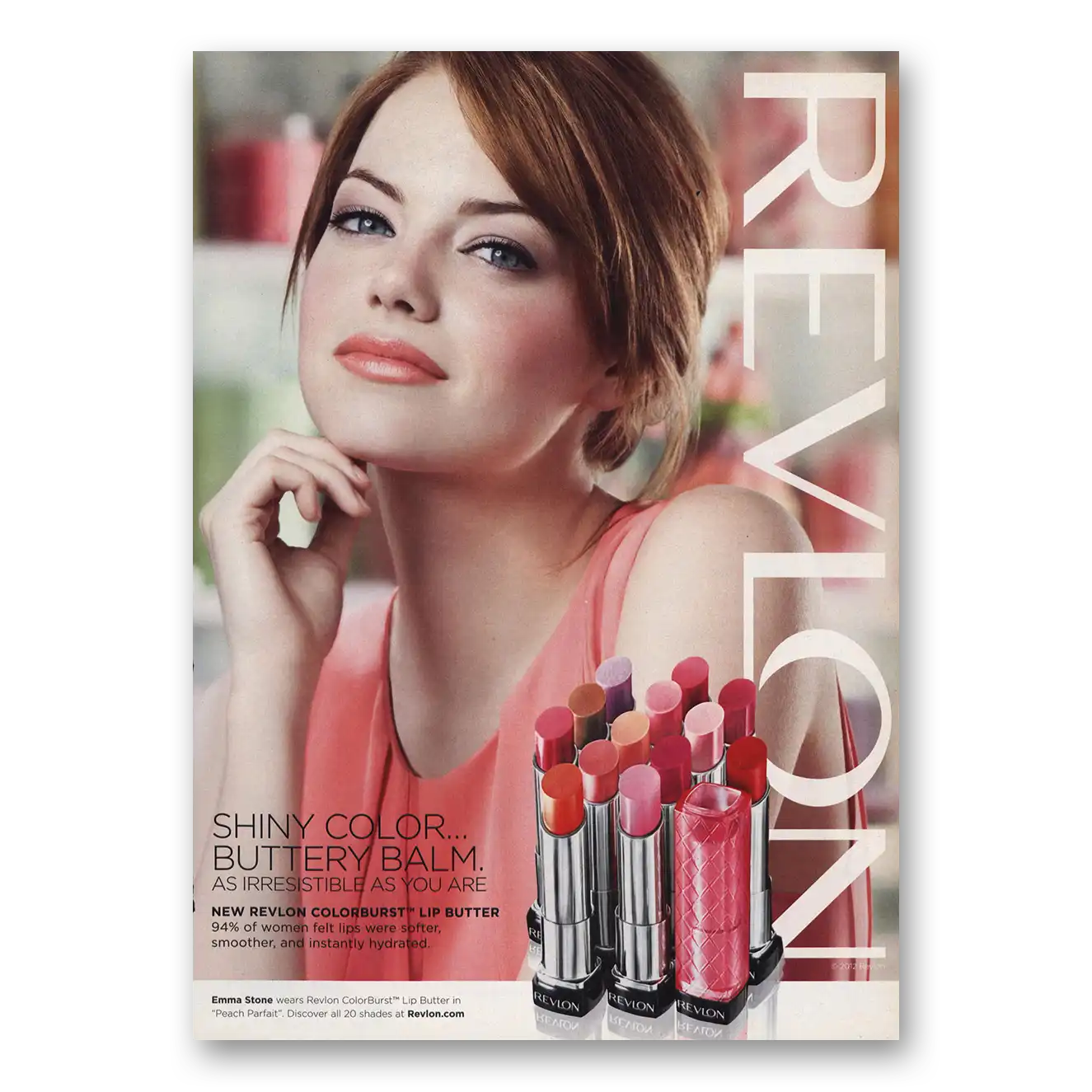 2013 Revlon Emma Stone Vintage Magazine Print Ad