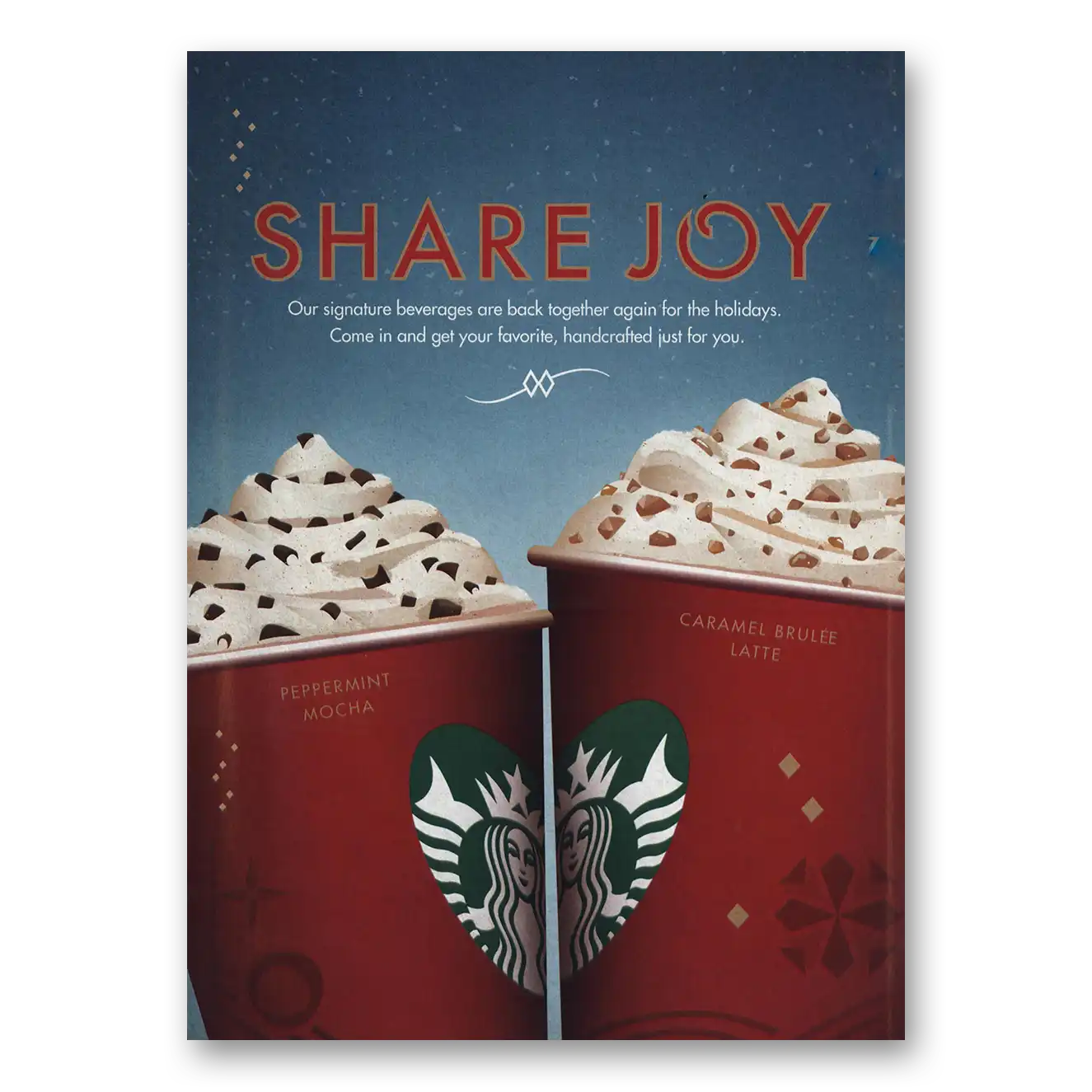 2013 Starbucks Share Joy Vintage Magazine Print Ad