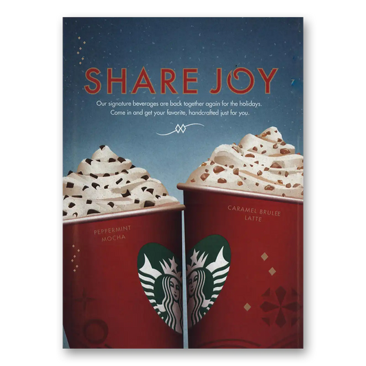 2013 Starbucks Share Joy Vintage Magazine Print Ad