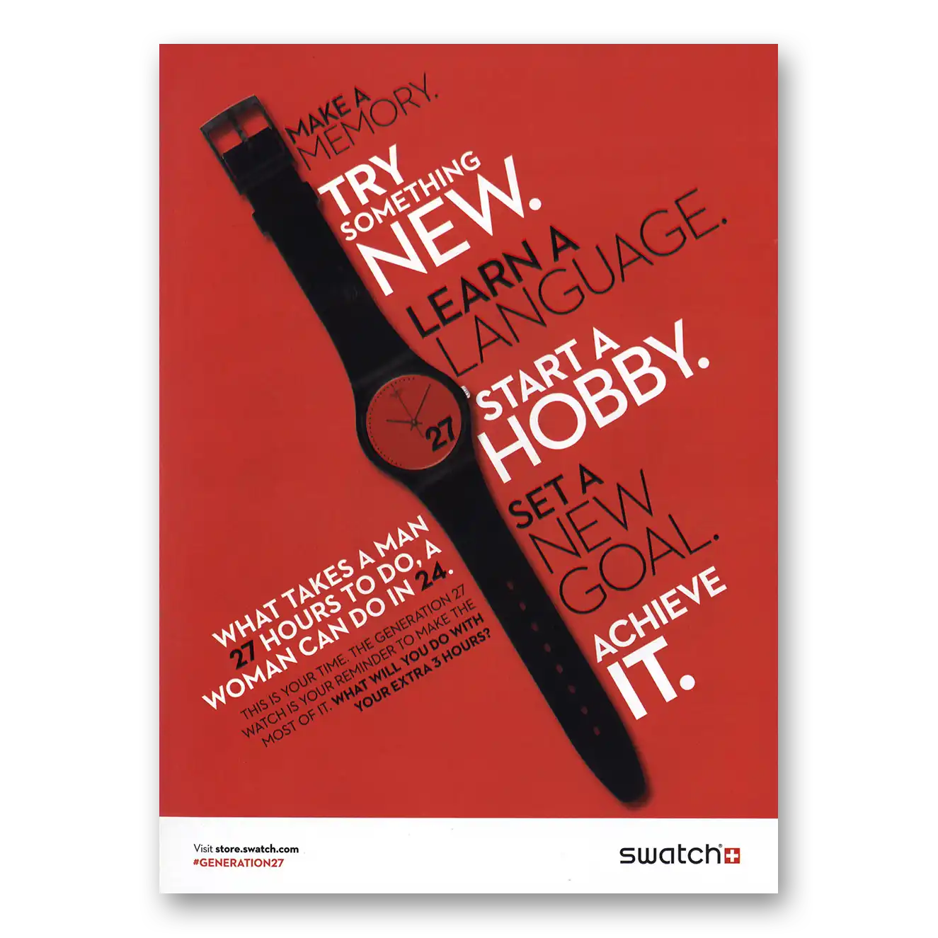 2013 Swatch Watch Try Something New Vintage Magazine Print Ad