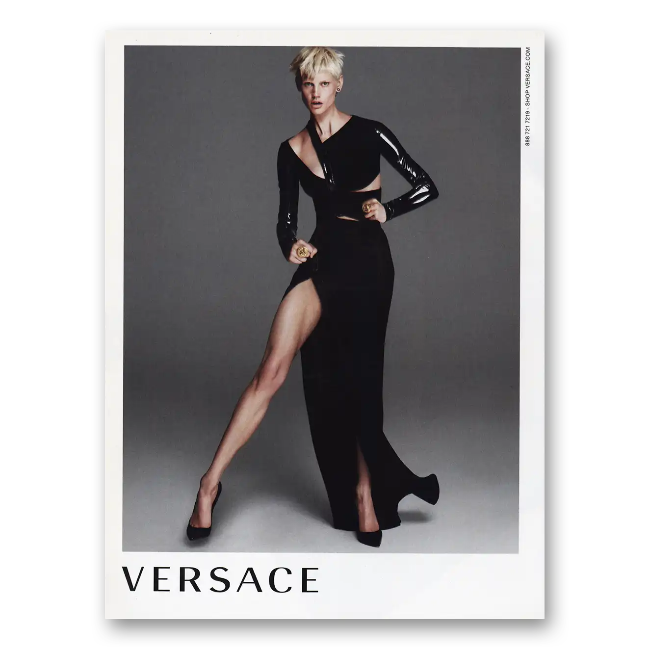 2013 Versace Black Dress Vintage Magazine Print Ad