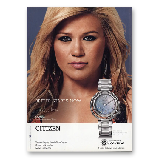 2014 Citizen Watch Kelly Clarkson Vintage Magazine Print Ad