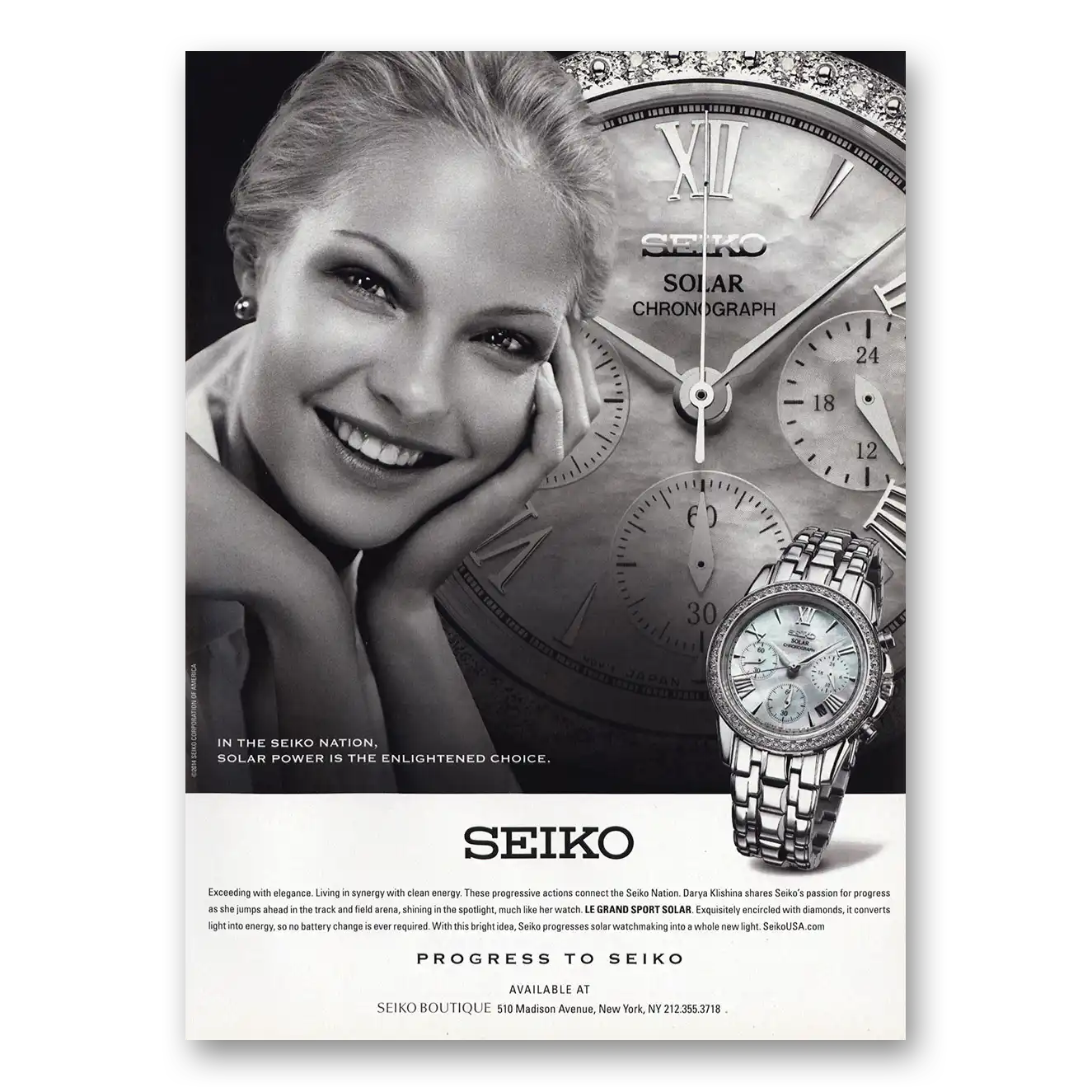 2014 Seiko Solar Power Vintage Magazine Print Ad