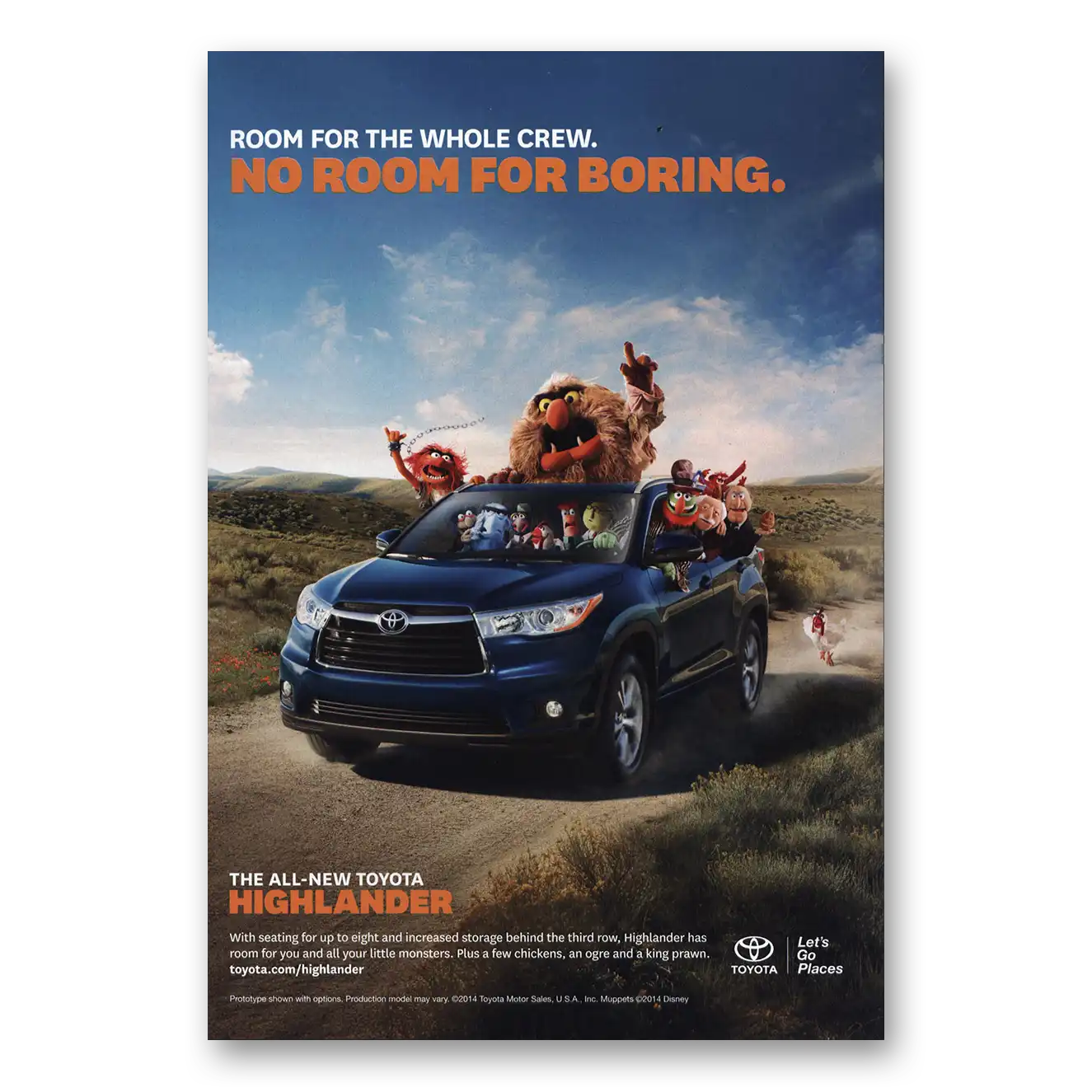 2014 Toyota No Room for Boring Muppets Vintage Magazine Print Ad