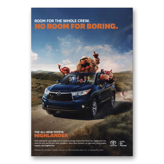 2014 Toyota No Room for Boring Muppets Vintage Magazine Print Ad