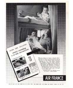 1954 Air France advertising Over the Atlantic Every Evening Vintage Print Ad