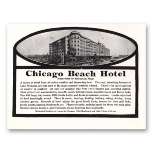 1912 Chicago Beach Hotel Print Ad | Depressing Heat