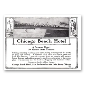 1913 Chicago Beach Hotel Print Ad | Summer Resort