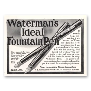 1913 Watermans Ideal Fountain Pen Print Ad | Correct Time