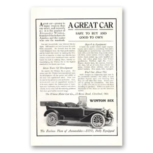 1913 Winston Six Print Ad | Great Car