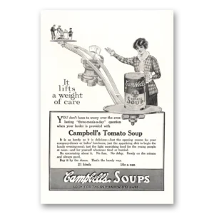 1914 Campbells Tomato Soup Print Ad | Lifts Weight Care