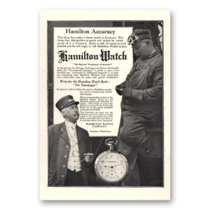 1914 Hamilton Watch Print Ad | Conductor D Kelly