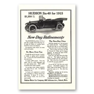 1914 Hudson Motor Car Print Ad | New Day Refinements