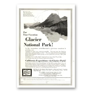 1915 Great Northern Railway Print Ad | Glacier Park