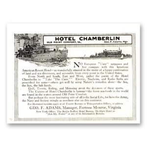 1915 Hotel Chamberlin Print Ad | European Cure