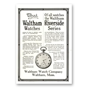 1915 Waltham Watch Print Ad | Riverside Series