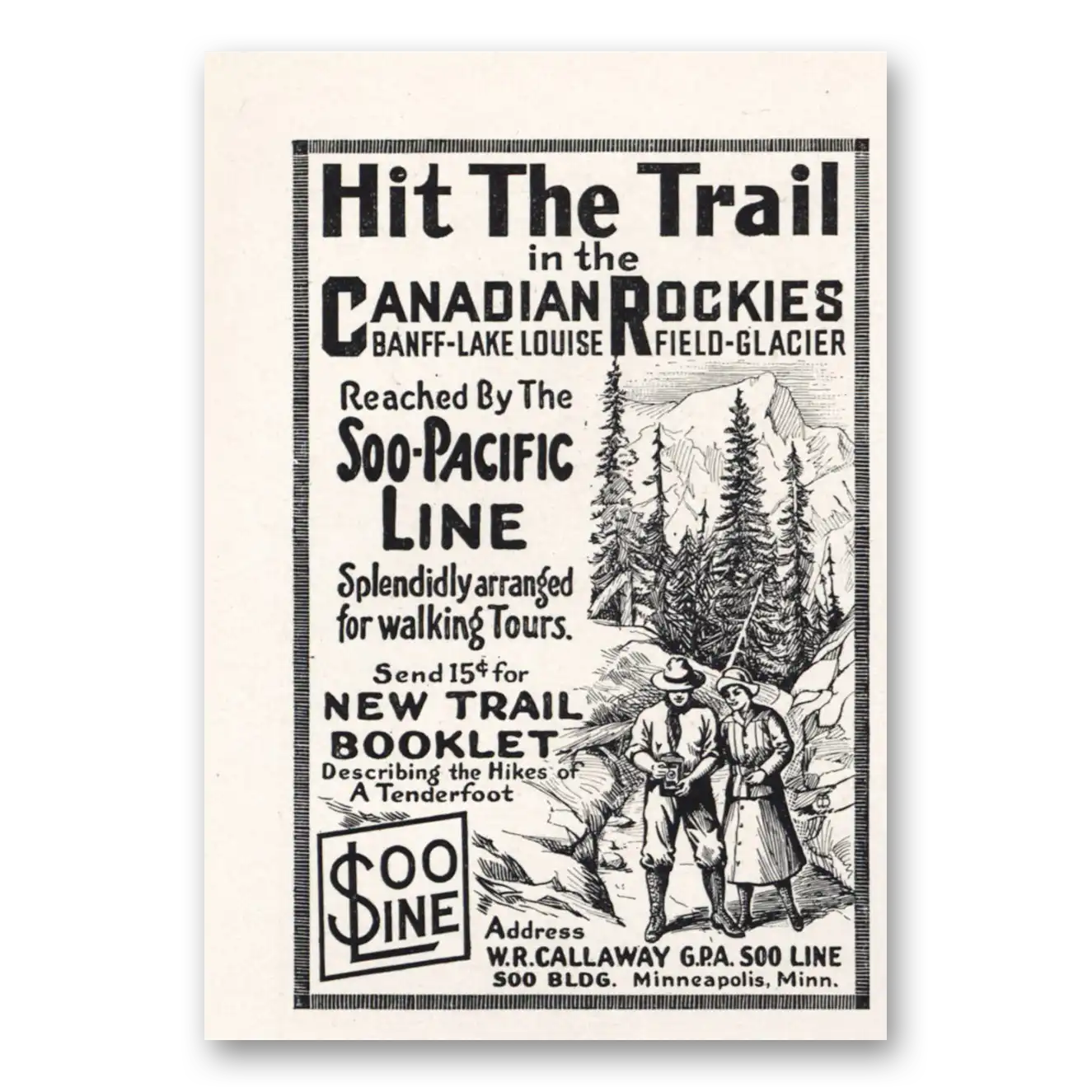 1916 Soo Line Print Ad | Canadian Rockies