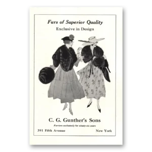 1916 C G Gunther's Sons Print Ad | Superior