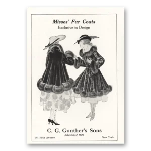 1916 C G Gunther's Sons Print Ad | Fur Coats