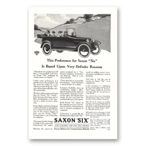 1916 Saxon Six Print Ad | Definite Reasons