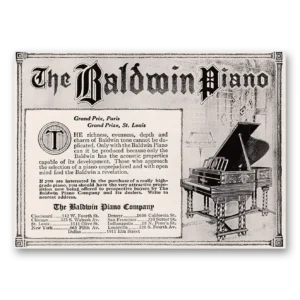 1917 Baldwin Piano Print Ad | Richness Evenness