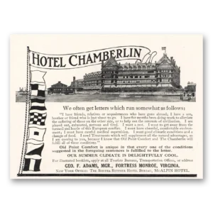 1917 Hotel Chamberlin Print Ad | Often Get Letters