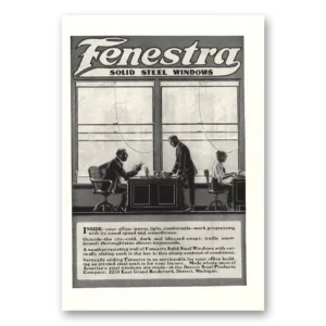 1917 Fenestra Solid Steel Windows Print Ad | Inside Office