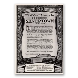 1917 Goodrich Silvertown Cord Tires Print Ad | Cord Means