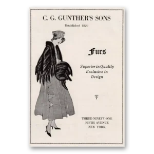 1917 C G Gunther's Sons Print Ad | Furs Superior