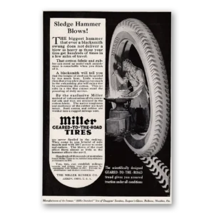 1917 Miller Tires Print Ad | Sledge Hammer