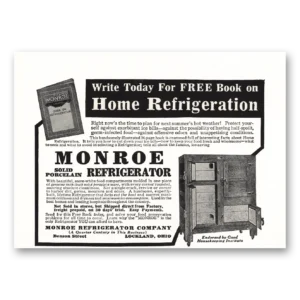 1917 Monroe Refrigerator Print Ad | Solid Porcelain