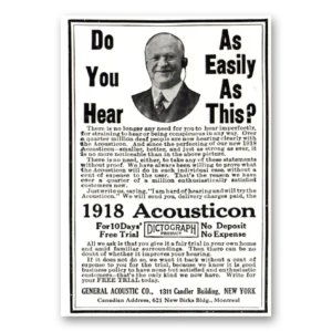 1918 Acousticon Hearing Aid Print Ad | Do You Hear