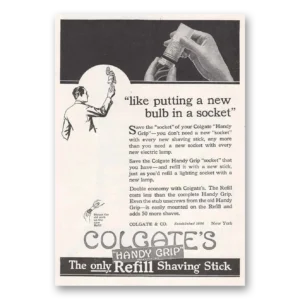 1918 Colgate Shaving Stick Print Ad | Bulb In Socket