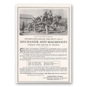 1918 First Replacement Regiment of Engineers Print Ad | Engineers Service