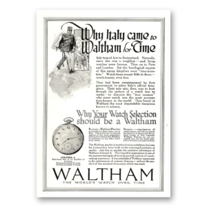1918 Waltham Watch Print Ad | Italy