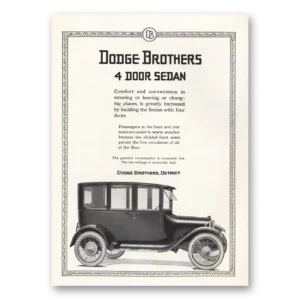 1919 Dodge Sedan Print Ad | Comfort Convenience