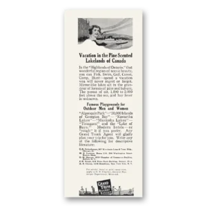 1919 Grand Trunk Railway Print Ad | Lakelands