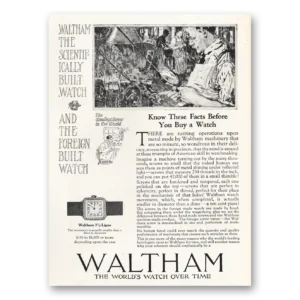 1919 Waltham Watch Print Ad | Turning Operations