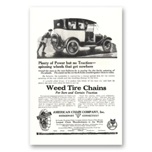 1920 American Chain Company Print Ad | Weed Tire Chains