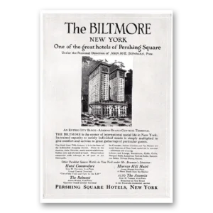 1920 Biltmore Hotel Print Ad | Pershing Square