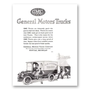 1920 GMC Trucks Print Ad | Allison Groceries