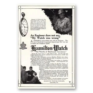 1920 Hamilton Watch Print Ad | Engineer