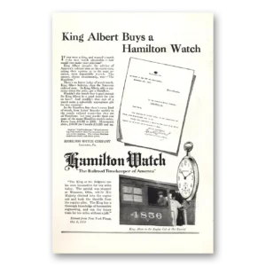 1920 Hamilton Watch Print Ad | King Albert