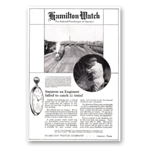 1920 Hamilton Watch Print Ad | Catch His Train