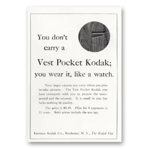 1920 Kodak Vest Pocket Print Ad | Wear It