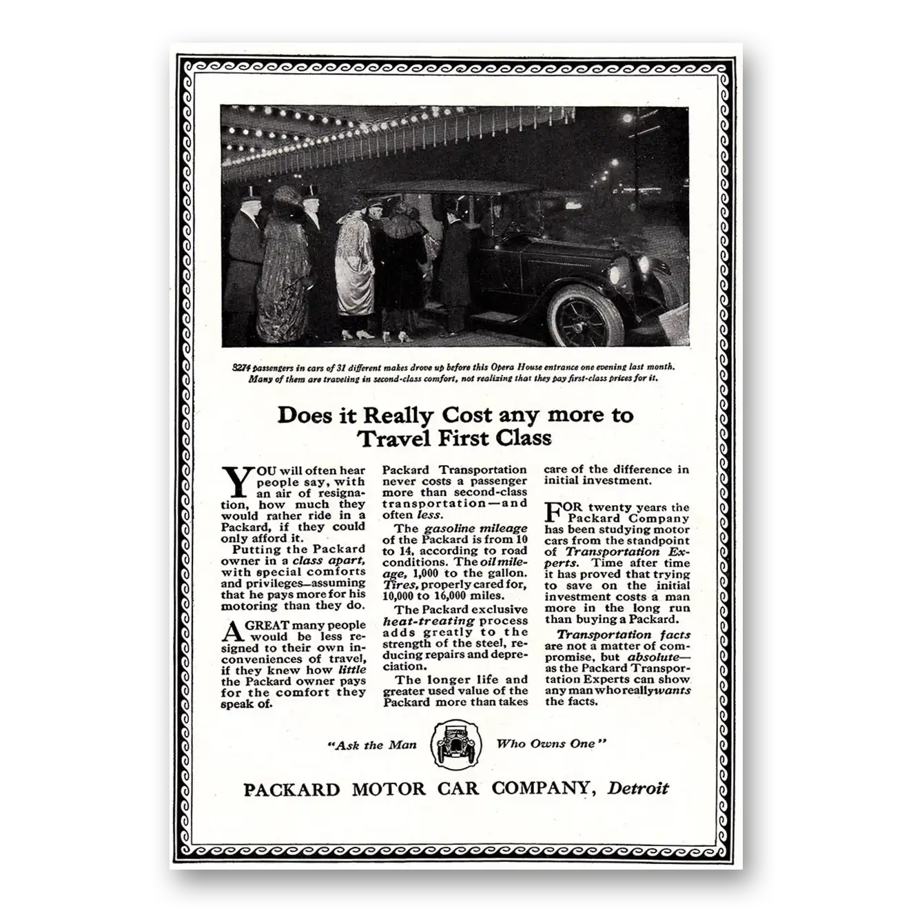 1920 Packard Print Ad | First Class