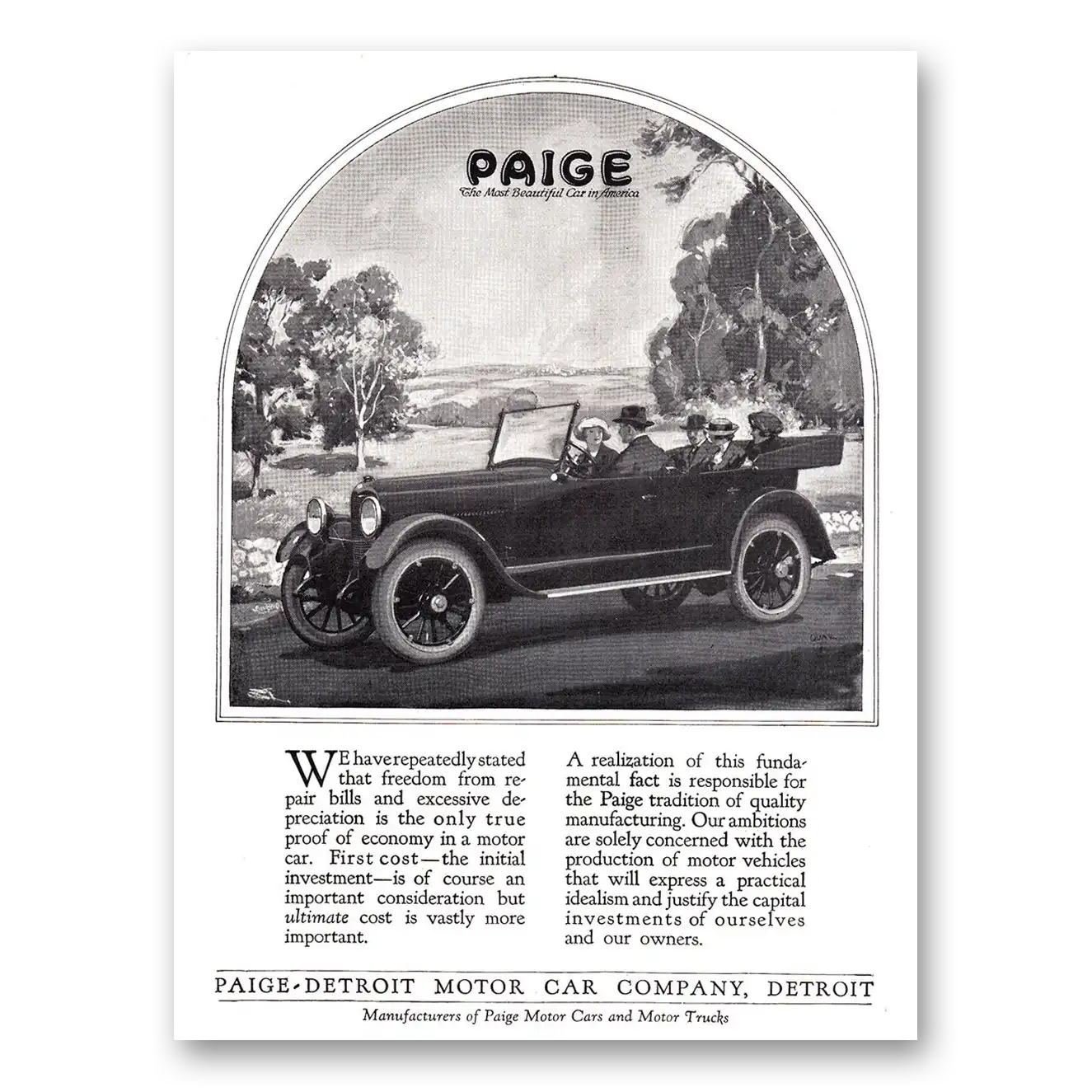 1920 Paige-Detroit Motor Car Print Ad | Repair Bills