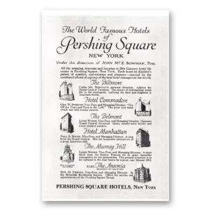 1920 Pershing Square Hotels Print Ad | Famous Hotels