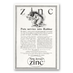 1920 New Jersey Zinc Print Ad | Service Into Rubber
