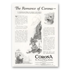 1921 Corona Typewriter Print Ad | Writing Machine